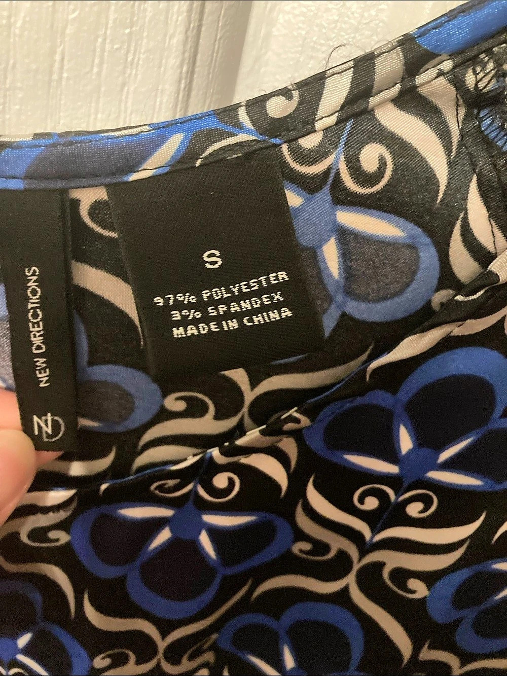 New Directions Geometric Mini Dress in Blue/Black/White, Size Small - Picture 3 of 5
